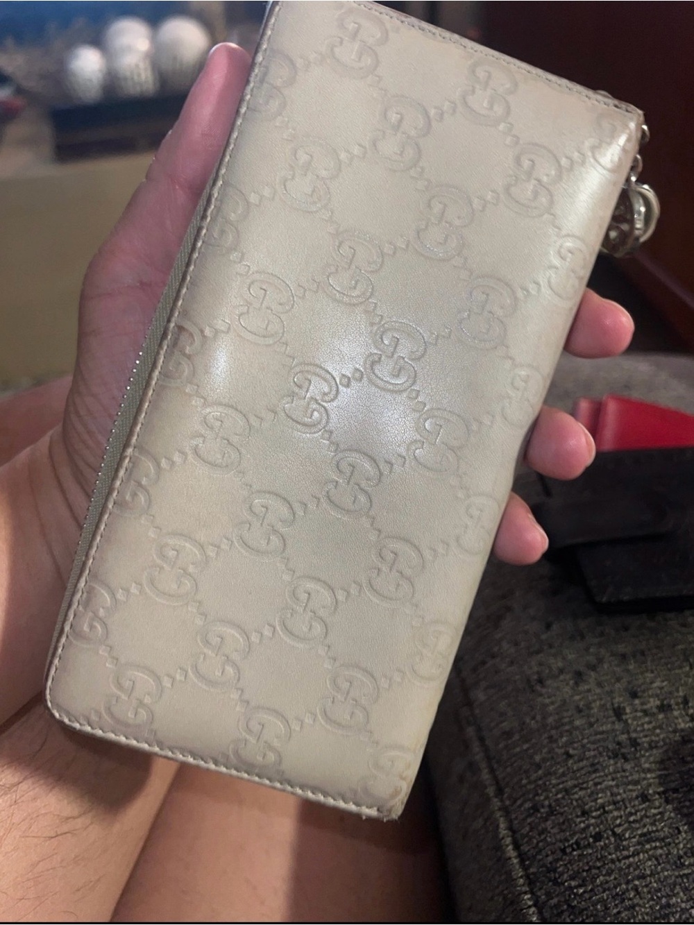 Authentic Gucci Guccissima Zip Around Wallet Beige W Dust Bag Italy - Picture 2 of 13
